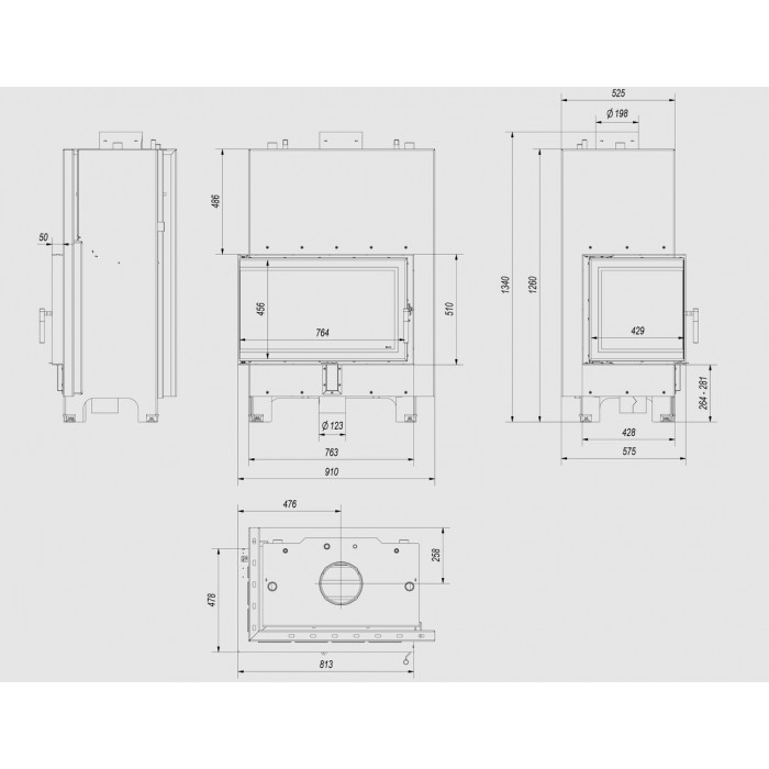 Каминная топка стальная KRATKI MBO/PW/15/L/BS/W
